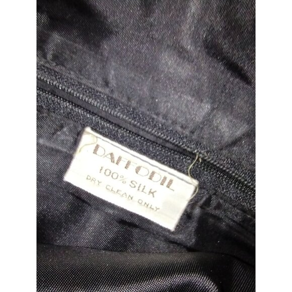 Vintage Daffodil 100% Silk Striped Clutch Bag With Flap Closure - Picture 4 of 4